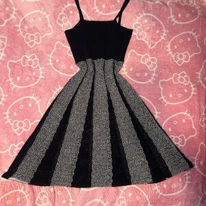 Cider Black and White Patterned Midi Dress